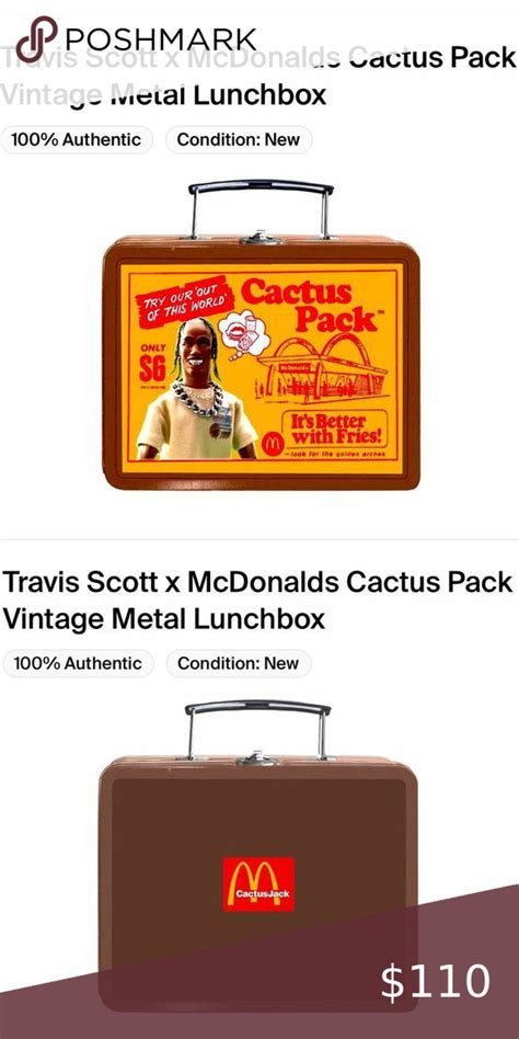 travis scott metal lunch box|Travis Scott X McDonald's Vintage Metal Lunch Box Cactus Jack .